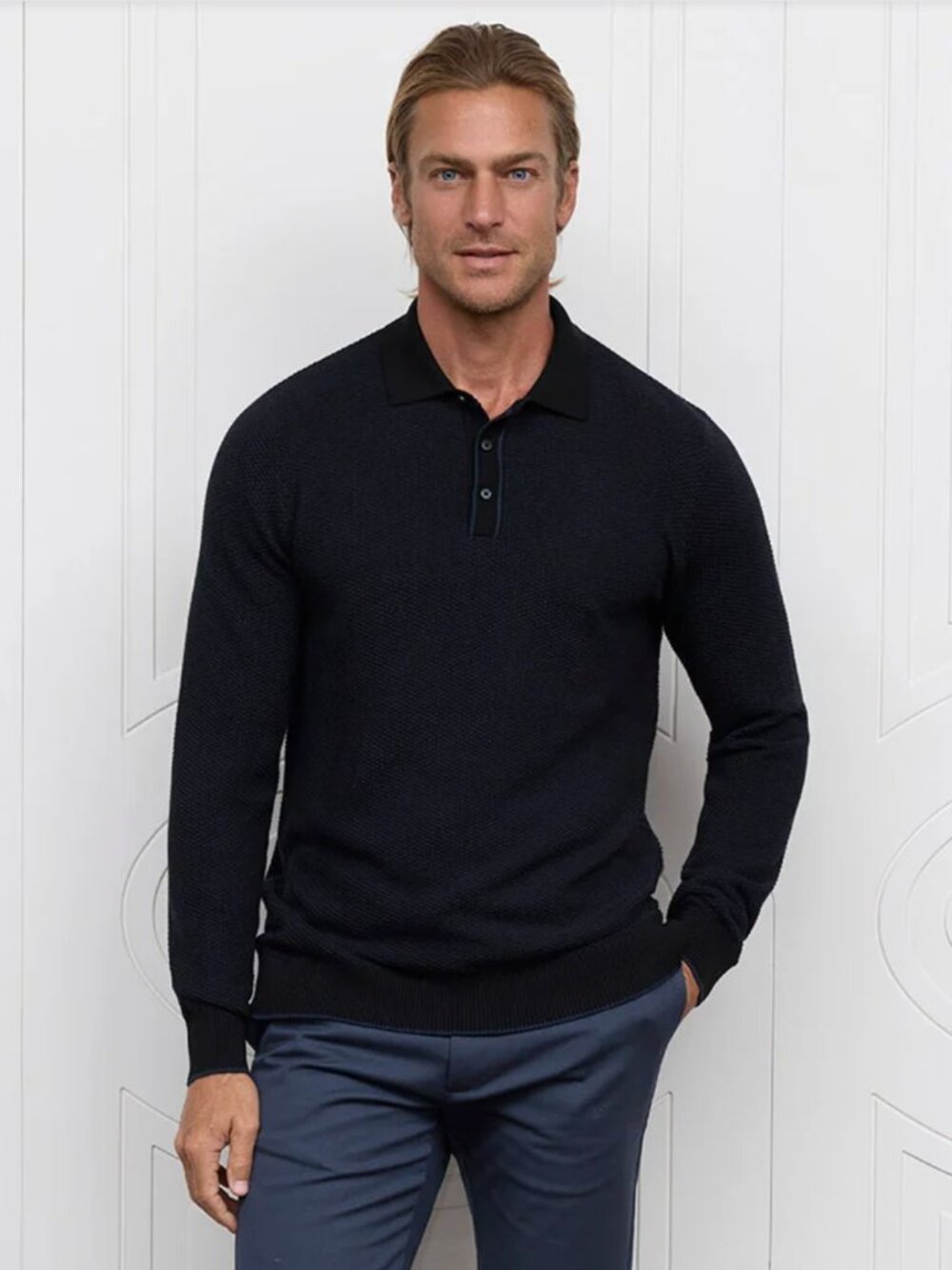 Raffi 100% Cashmere Men's Black Polo Sweater in Medium